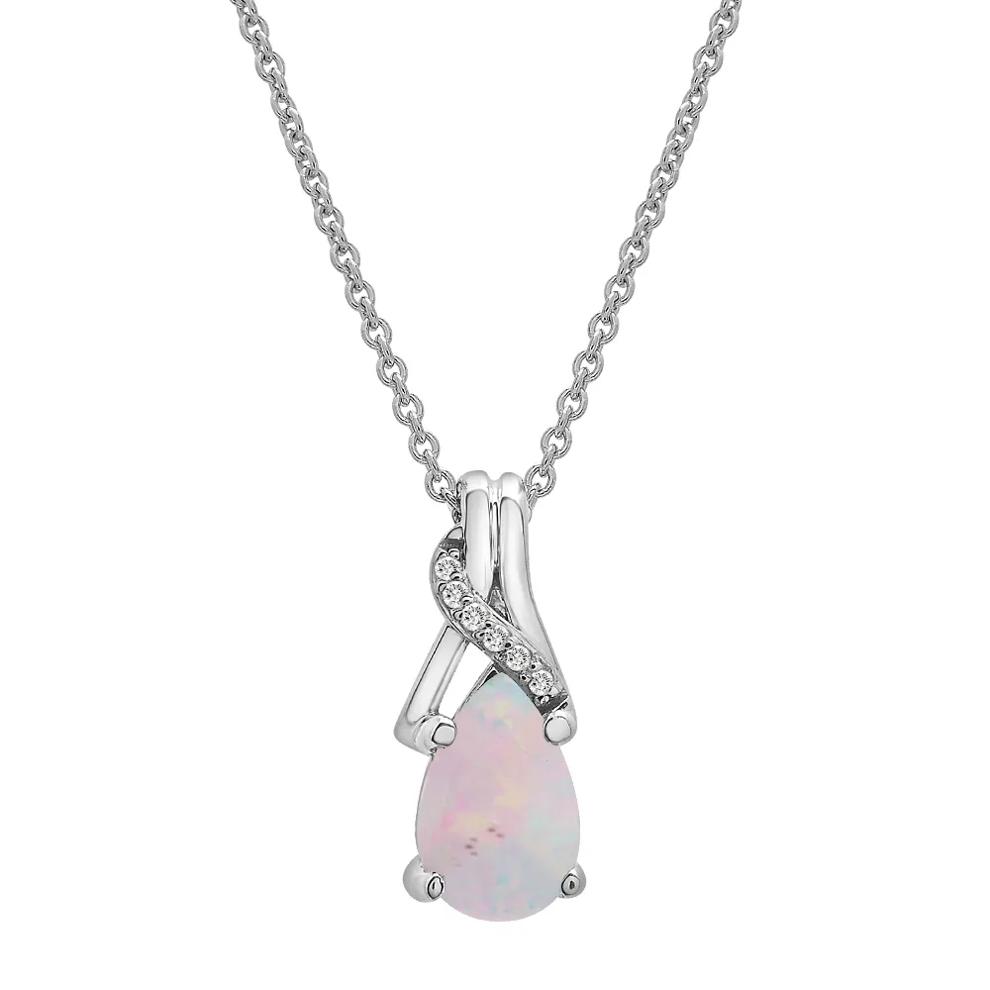 Lab Created Opal &amp; Diamond Pendant &amp; Earrings Boxed Set in Sterling Silver – Image 4 of 7