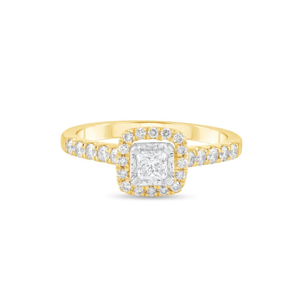 Diamond Princess-Cut Center Engagement Ring in 14K Yellow Gold (5/8 ct. tw.) – Image 1 of 4
