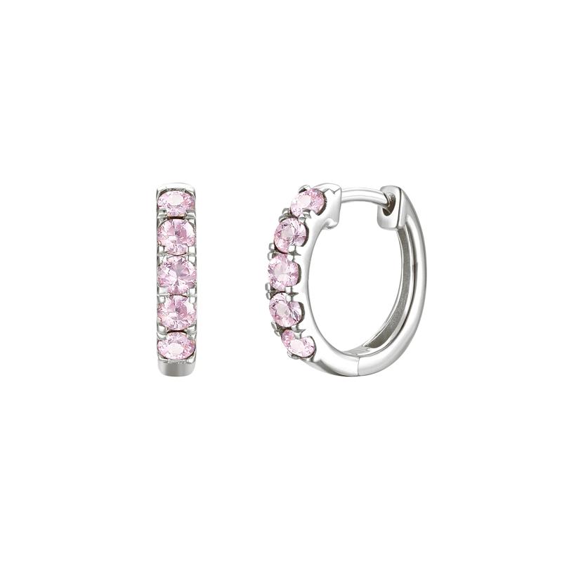 Pink Sapphire Hoop Earrings in 10K White Gold – Image 1 of 1