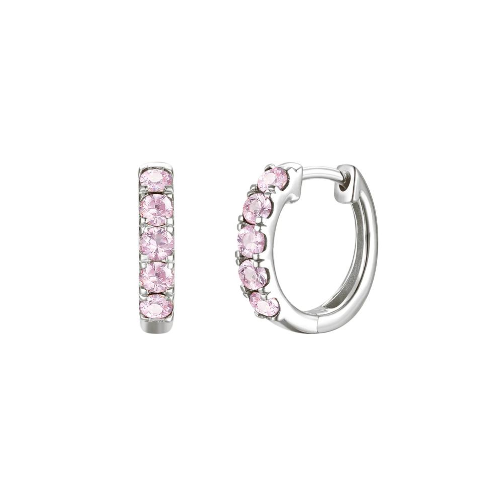 Pink Sapphire Hoop Earrings in 10K White Gold – Image 1 of 1