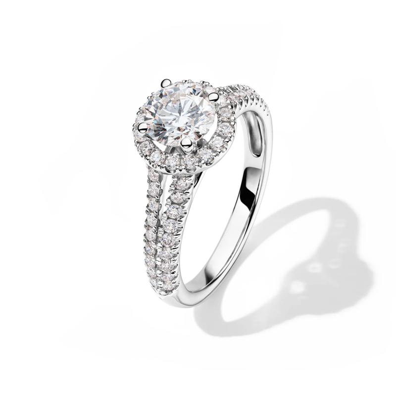Lab Grown Diamond Halo Engagement Ring in 14K White Gold &#40;1 1/2 ct. tw.&#41; – Image 4 of 5