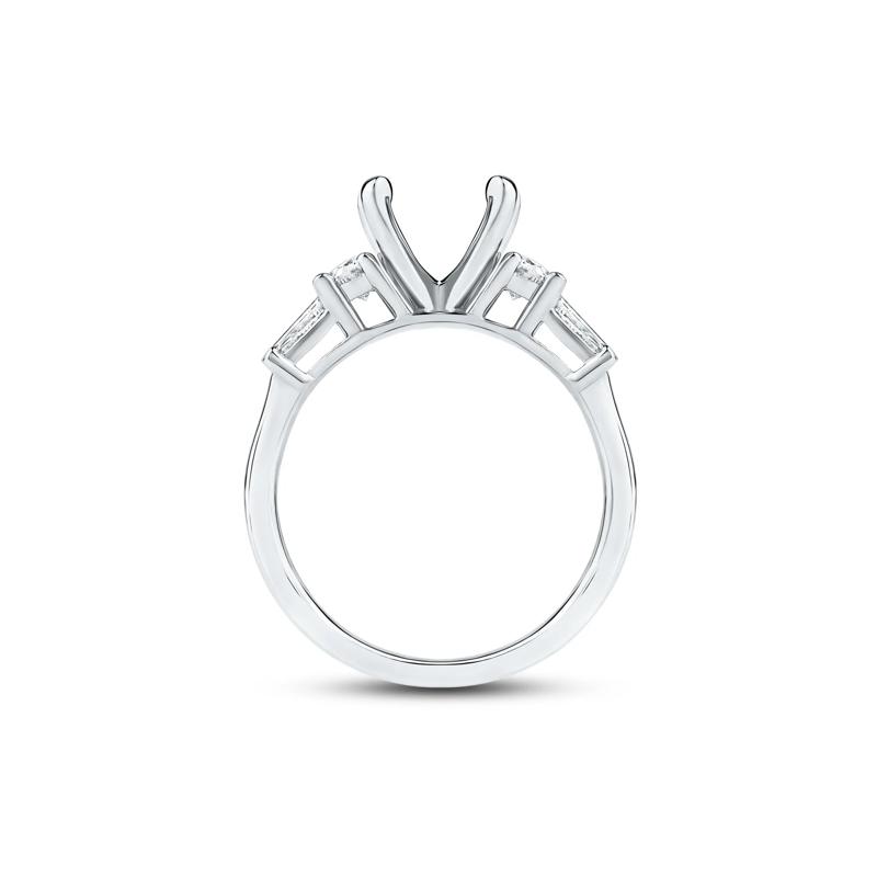 1/2 ct. tw. Round and Baguette-Cut Diamond Semi-Mount Engagement Ring in 14k White Gold &#40;Setting Only&#41; – Image 2 of 6