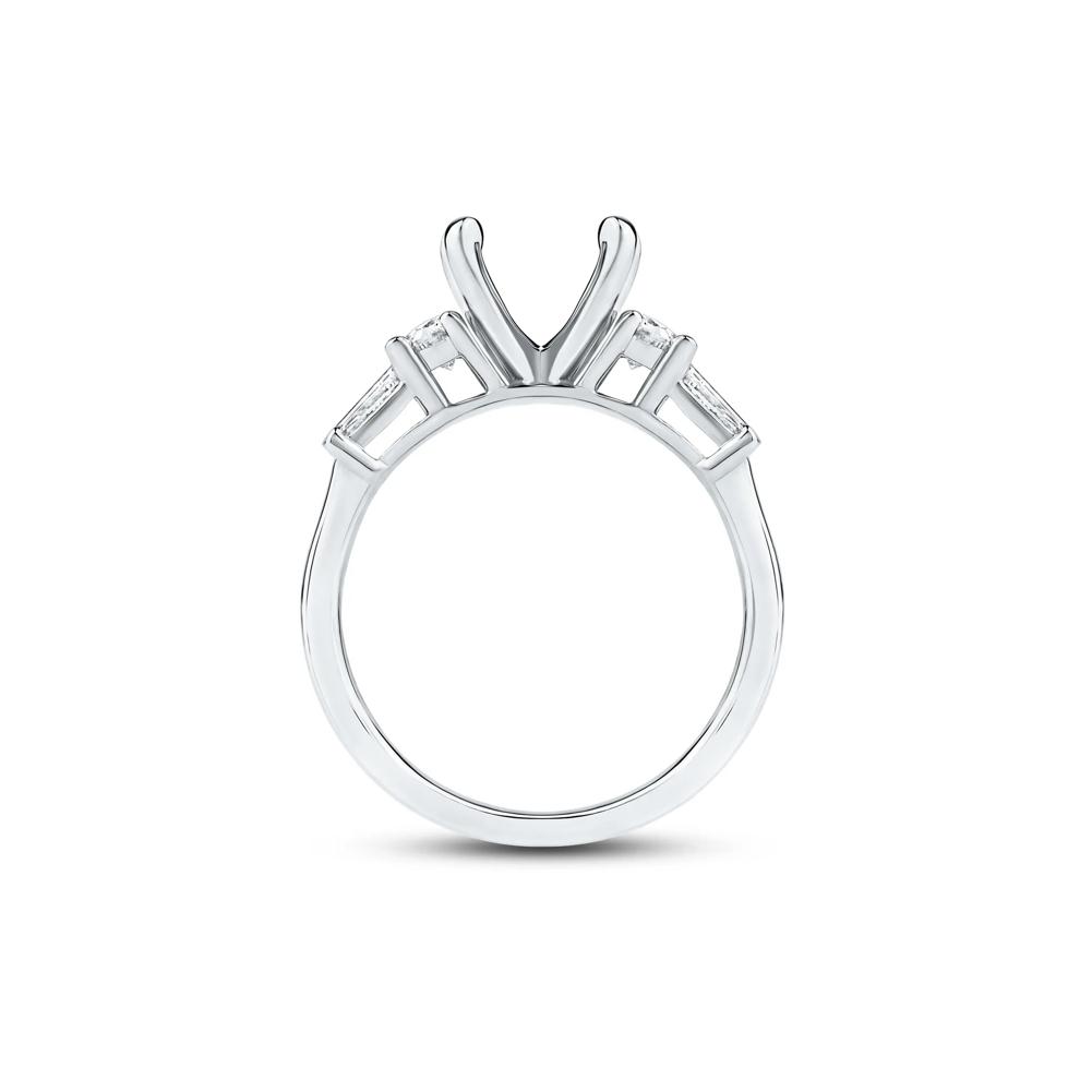 1/2 ct. tw. Round and Baguette-Cut Diamond Semi-Mount Engagement Ring in 14k White Gold (Setting Only) – Image 2 of 6