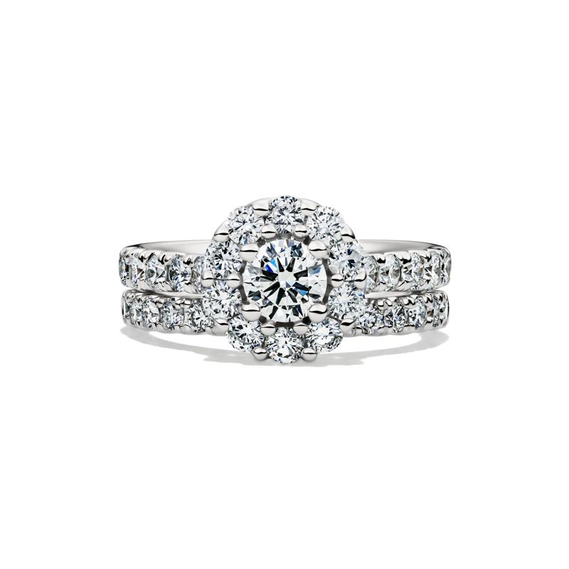 Diamond Halo Engagement Set in 14K White Gold &#40;2 ct. tw.&#41; – Image 1 of 7
