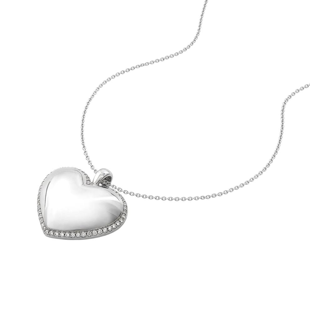 Diamond Puff Heart Pendant Necklace in Sterling Silver (1/7 ct. tw.) – Image 4 of 4