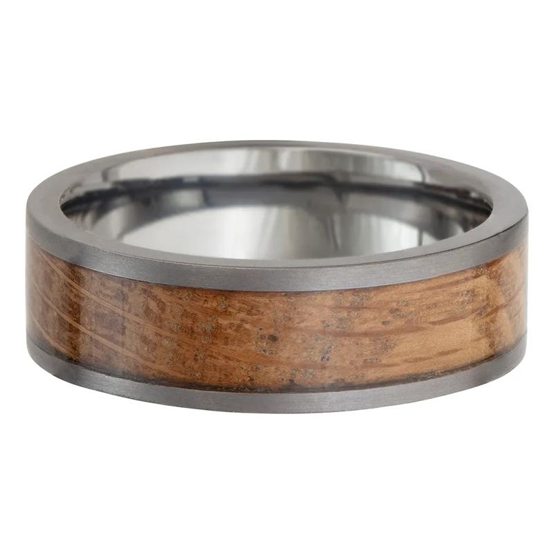 Men&rsquo;s Wood Inlay Wedding Band in Tantalum, 7mm – Image 4 of 4