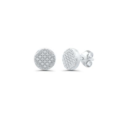 Diamond Cluster Stud Earrings with Milgrain Detail in Sterling Silver (1/10 ct. tw.)