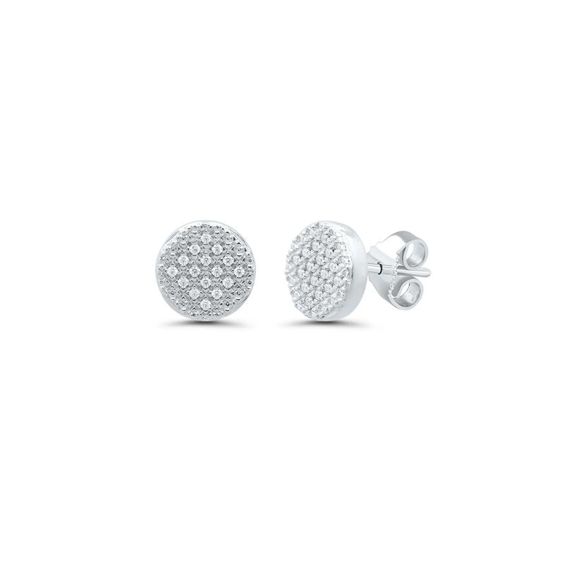 Diamond Cluster Stud Earrings with Milgrain Detail in Sterling Silver &#40;1/10 ct. tw.&#41; – Image 1 of 1