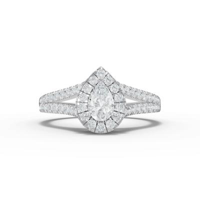 Diamond Pear-Shaped Center Halo Engagement Ring in 10K White Gold (7/8 ct. tw.)