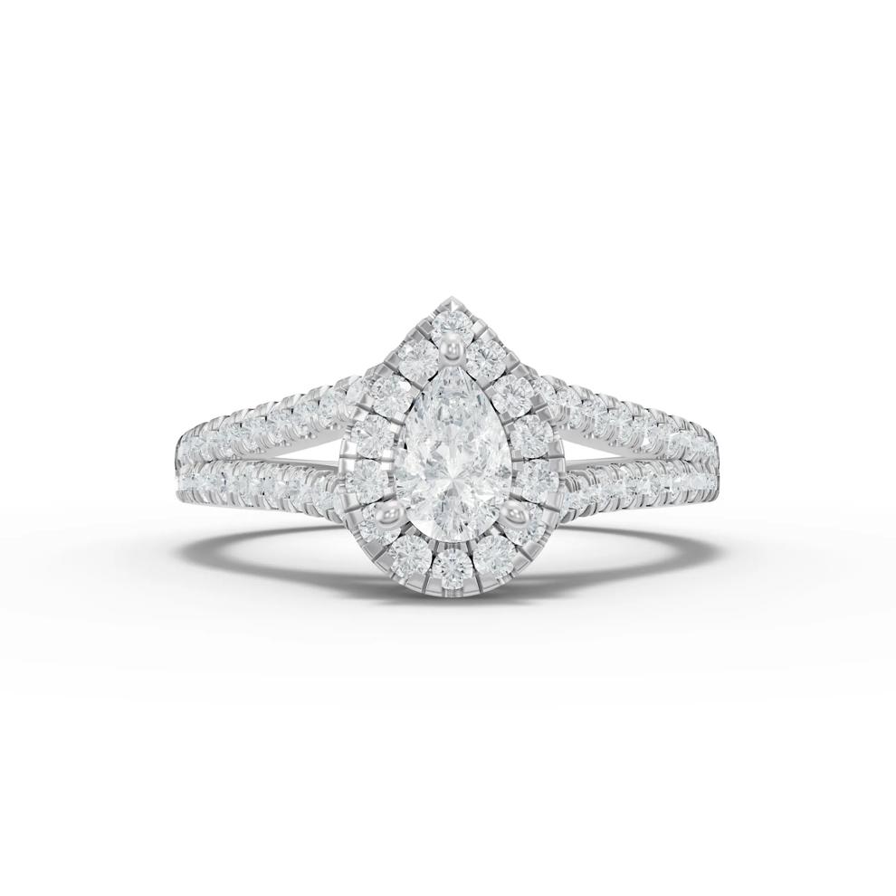 Diamond Pear-Shaped Center Halo Engagement Ring in 10K White Gold (7/8 ct. tw.) – Image 1 of 4