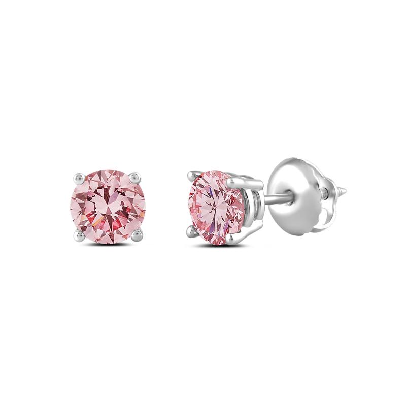 Lab Grown Diamond Pink Stud Earrings in 14K White Gold &#40;1 ct. tw.&#41; – Image 1 of 2