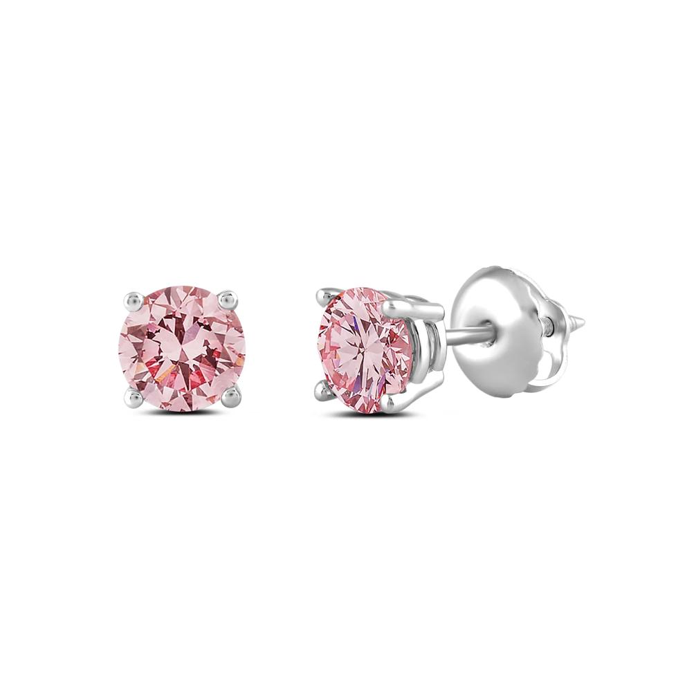 Lab Grown Diamond Pink Stud Earrings in 14K White Gold (1 ct. tw.) – Image 1 of 2