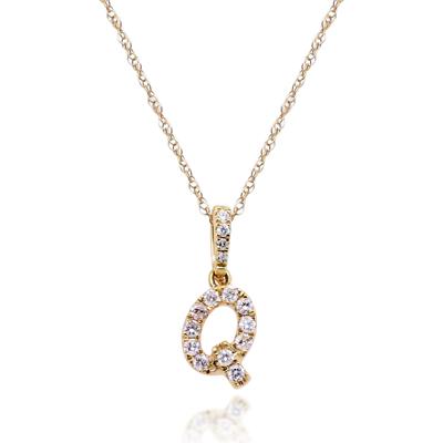 Diamond Q Initial Pendant in 10K Yellow Gold (1/10 ct. tw.)