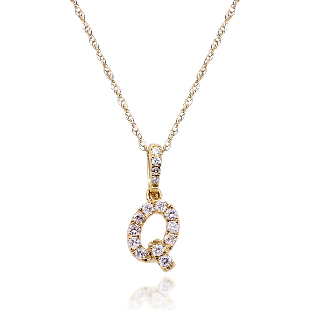 Diamond Q Initial Pendant in 10K Yellow Gold (1/10 ct. tw.)  – Image 1 of 4
