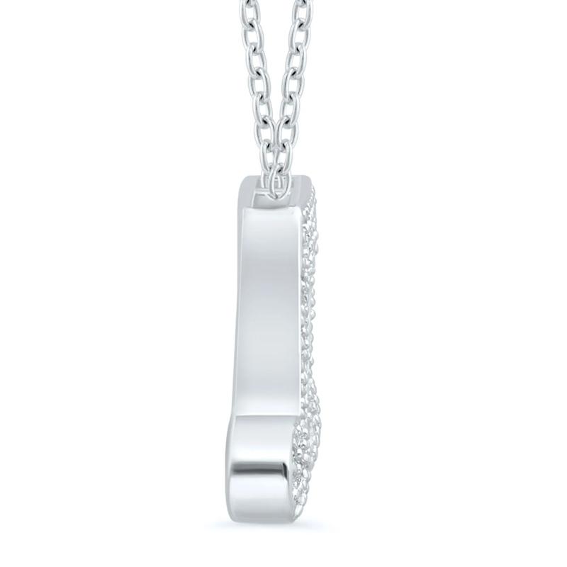 Music Note Pendant with Diamond Accents in Sterling Silver – Image 2 of 3
