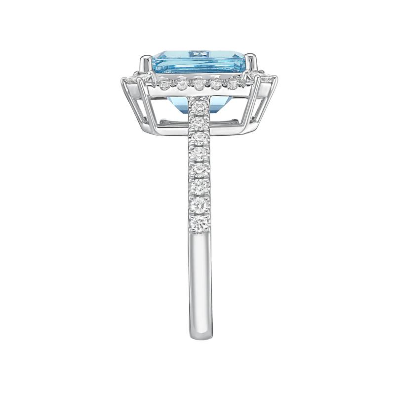 Aquamarine &amp; Diamond Halo Ring in 14K White Gold &#40;1/2 ct. tw.&#41; – Image 3 of 3