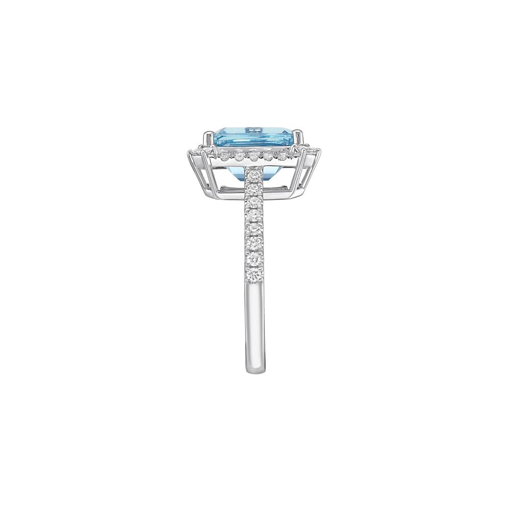 Aquamarine &amp; Diamond Halo Ring in 14K White Gold (1/2 ct. tw.) – Image 3 of 3