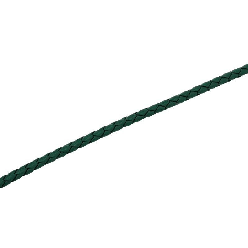 Men&#39;s Green Woven Leather Bracelet with Stainless Steel – Image 2 of 5