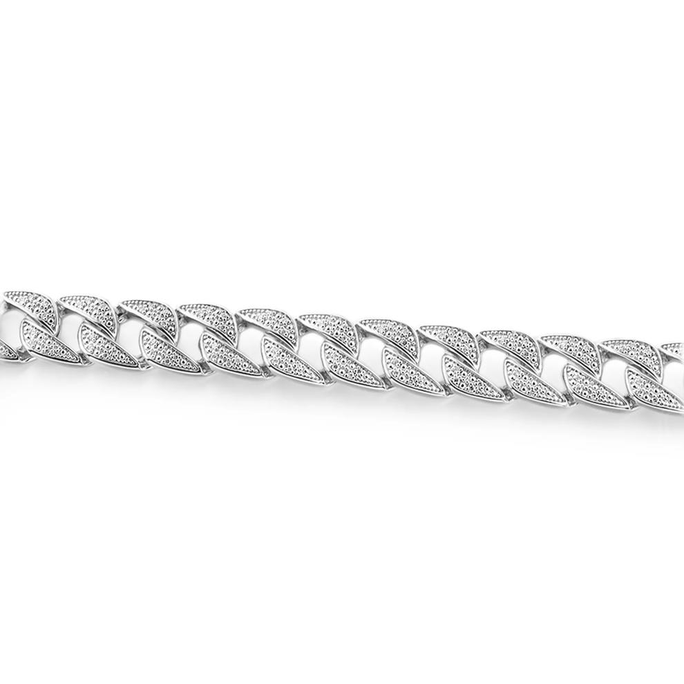 Men&rsquo;s Cuban Link Bracelet with Diamond in Sterling Silver, 8.5&rdquo; (1 ct. tw.) – Image 2 of 2