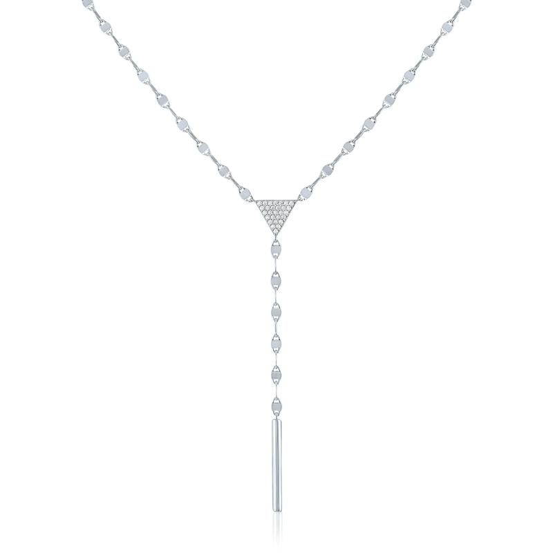 Diamond Mirror Chain Lariat Necklace in Sterling Silver &#40;1/10 ct. tw.&#41; – Image 1 of 3