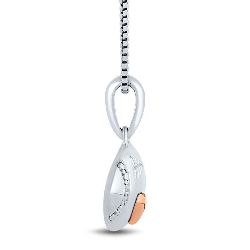 Football Pendant with Diamond Accents in Sterling Silver and 14K Rose Gold – Image 2 of 4