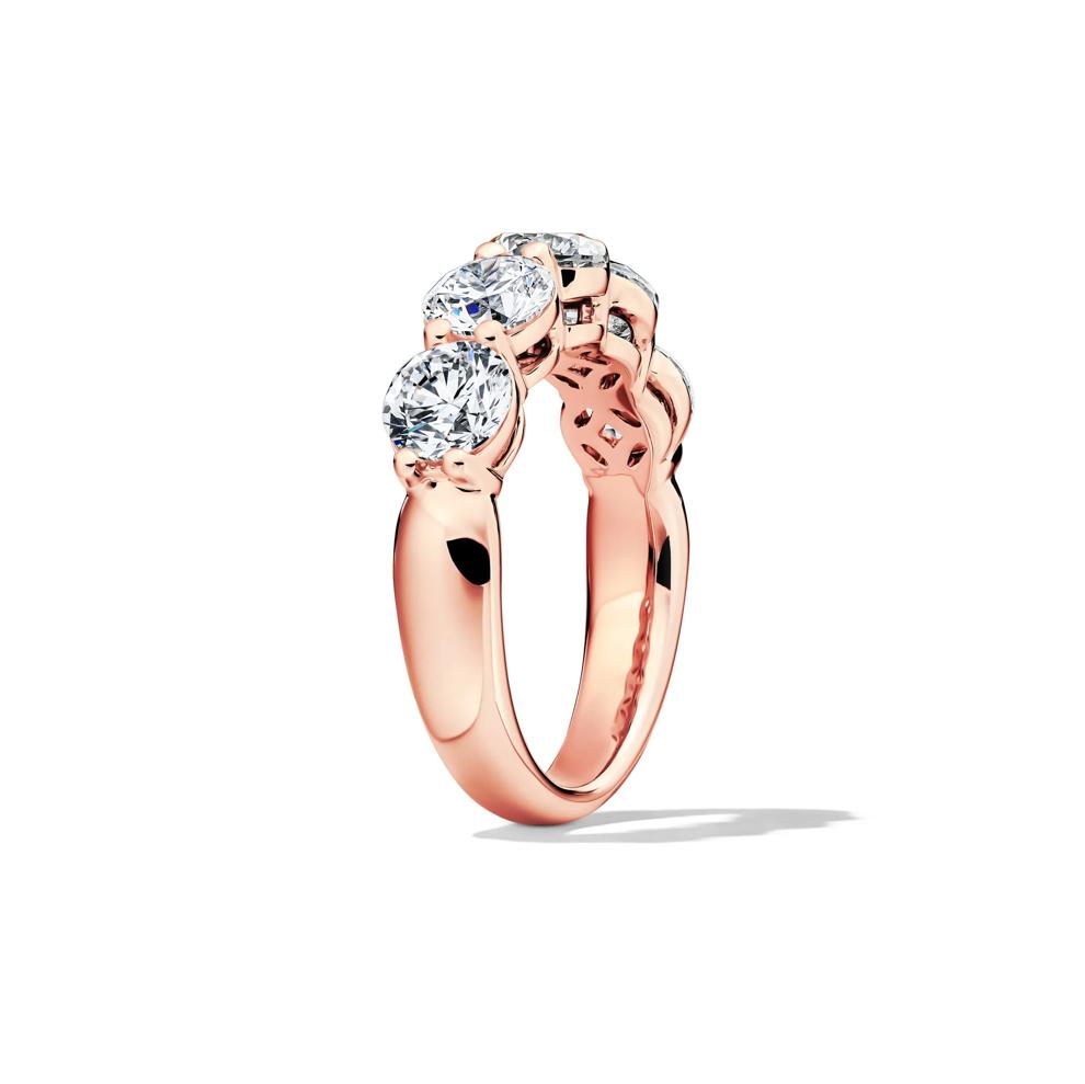 Lab Grown Diamond Five-Stone Round Anniversary Band in 14K Rose Gold (3 ct. tw.) – Image 3 of 4