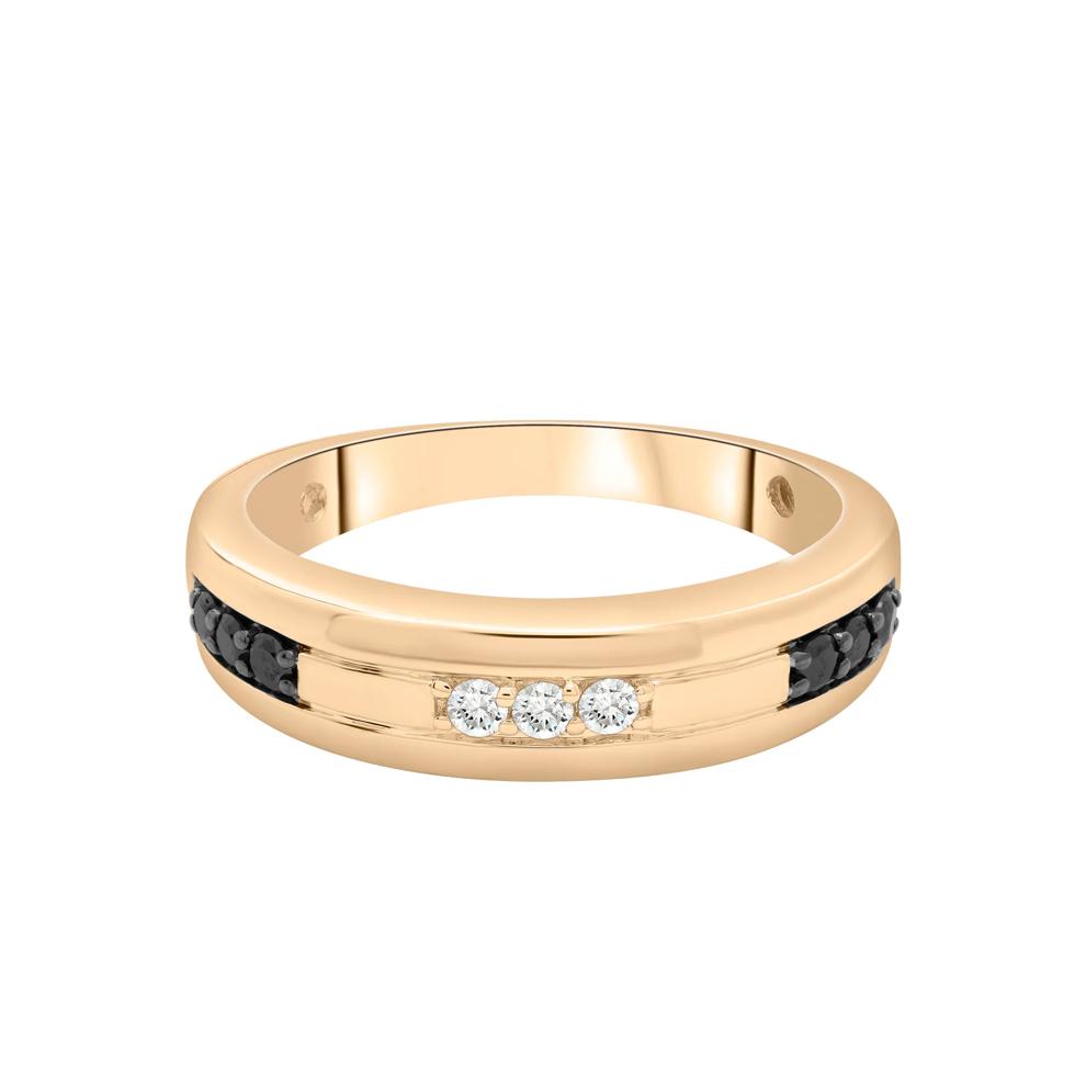 Men's Black and White Diamond Band in 10K Yellow Gold (1/4 ct. tw.) – Image 1 of 5