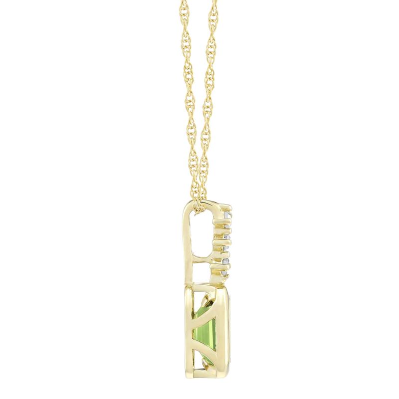 Peridot and Diamond Accent Pendant in 10K Yellow Gold – Image 2 of 3
