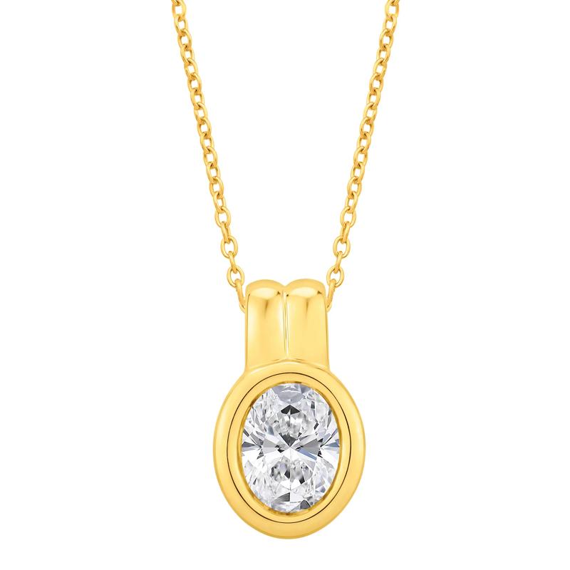 Lab Grown Diamond Oval Pendant in 14K Yellow Gold &#40;1/2 ct. tw.&#41; – Image 1 of 2