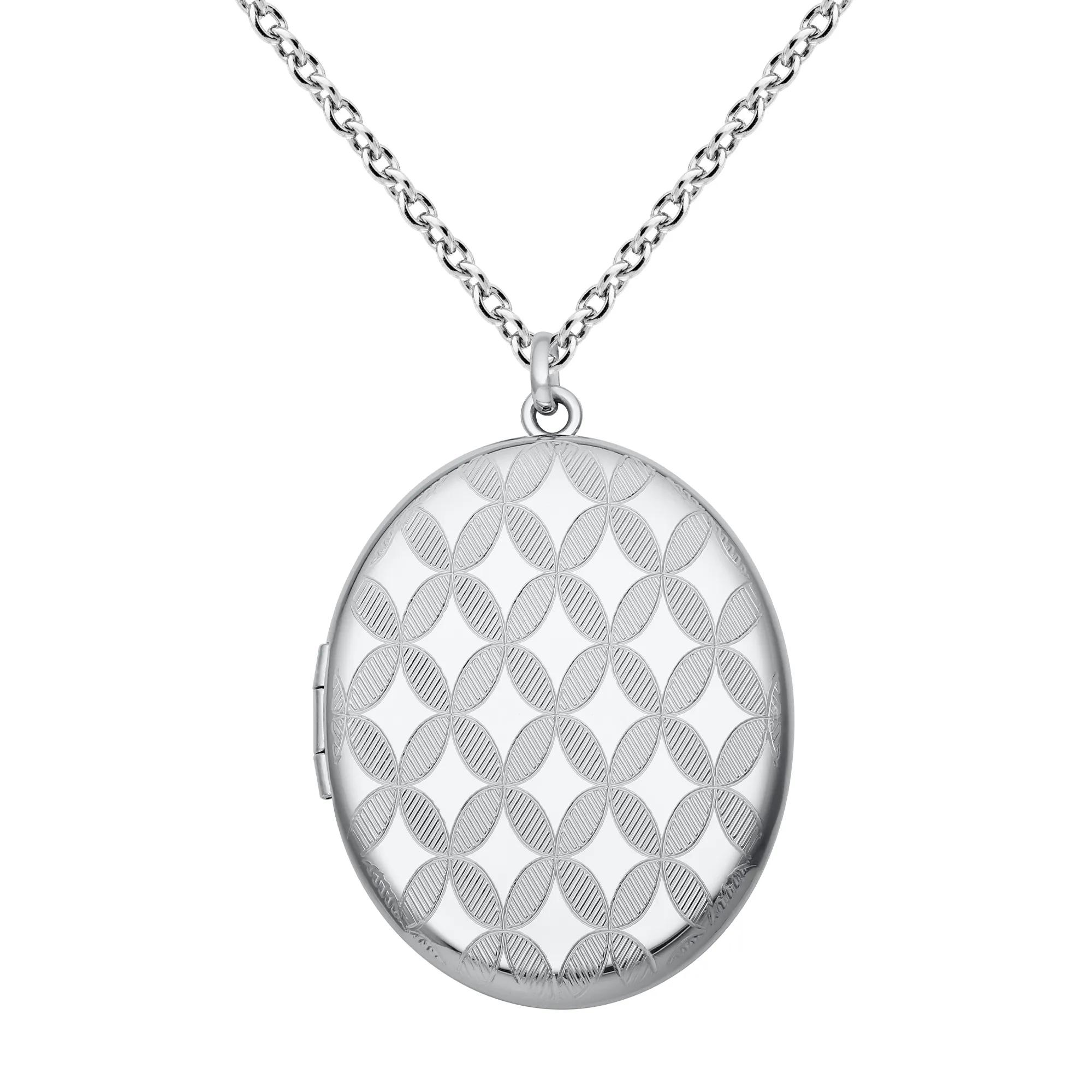 Engraved Oval Locket in Sterling Silver