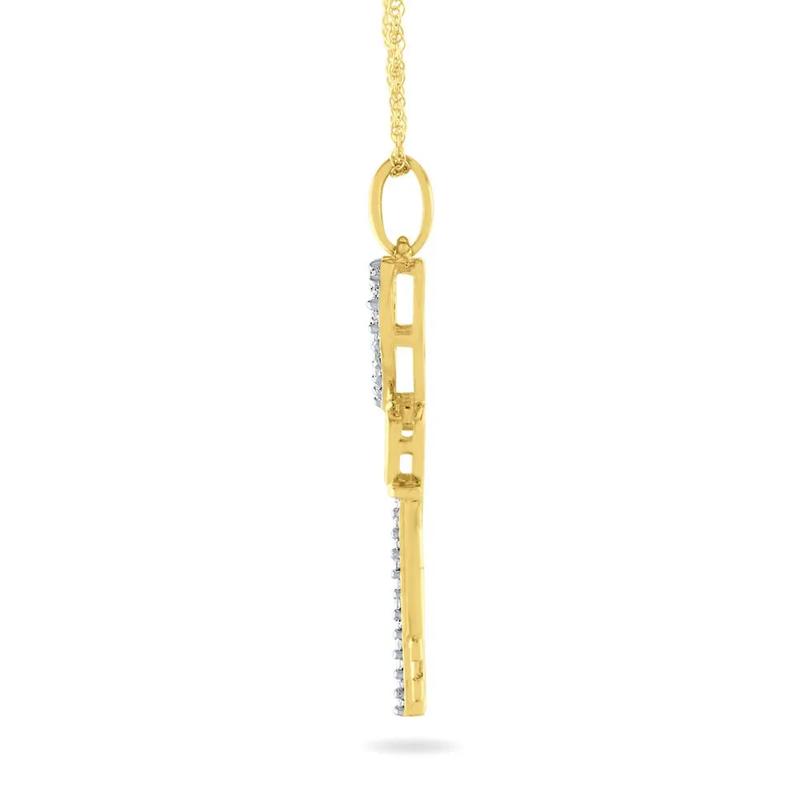 Diamond Heart Key Pendant in 10K Yellow Gold – Image 2 of 2