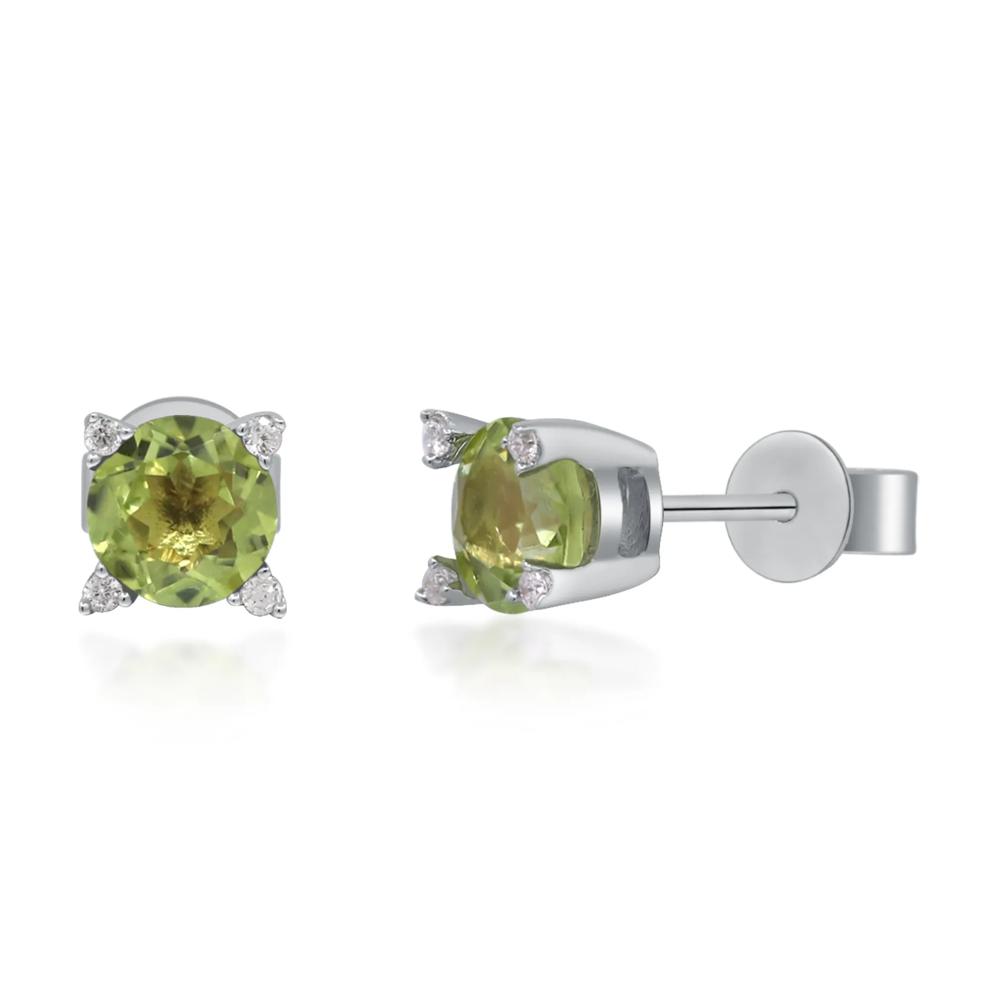 Peridot &amp; Diamond Accent Stud Earrings in 10K White Gold – Image 1 of 2