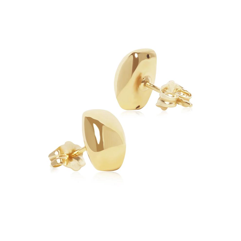 Curved Puffed Rectangular Stud Earrings in 14K Yellow Gold – Image 2 of 2