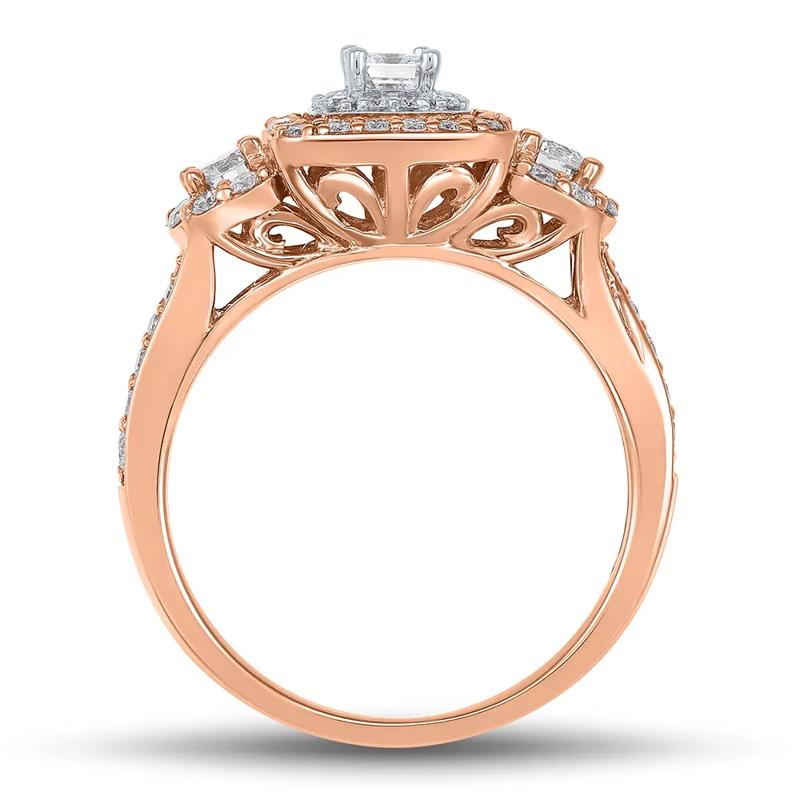 Double Halo Emerald-Cut Diamond Engagement Ring in 14K Rose Gold &#40;1 ct. tw.&#41; – Image 4 of 4