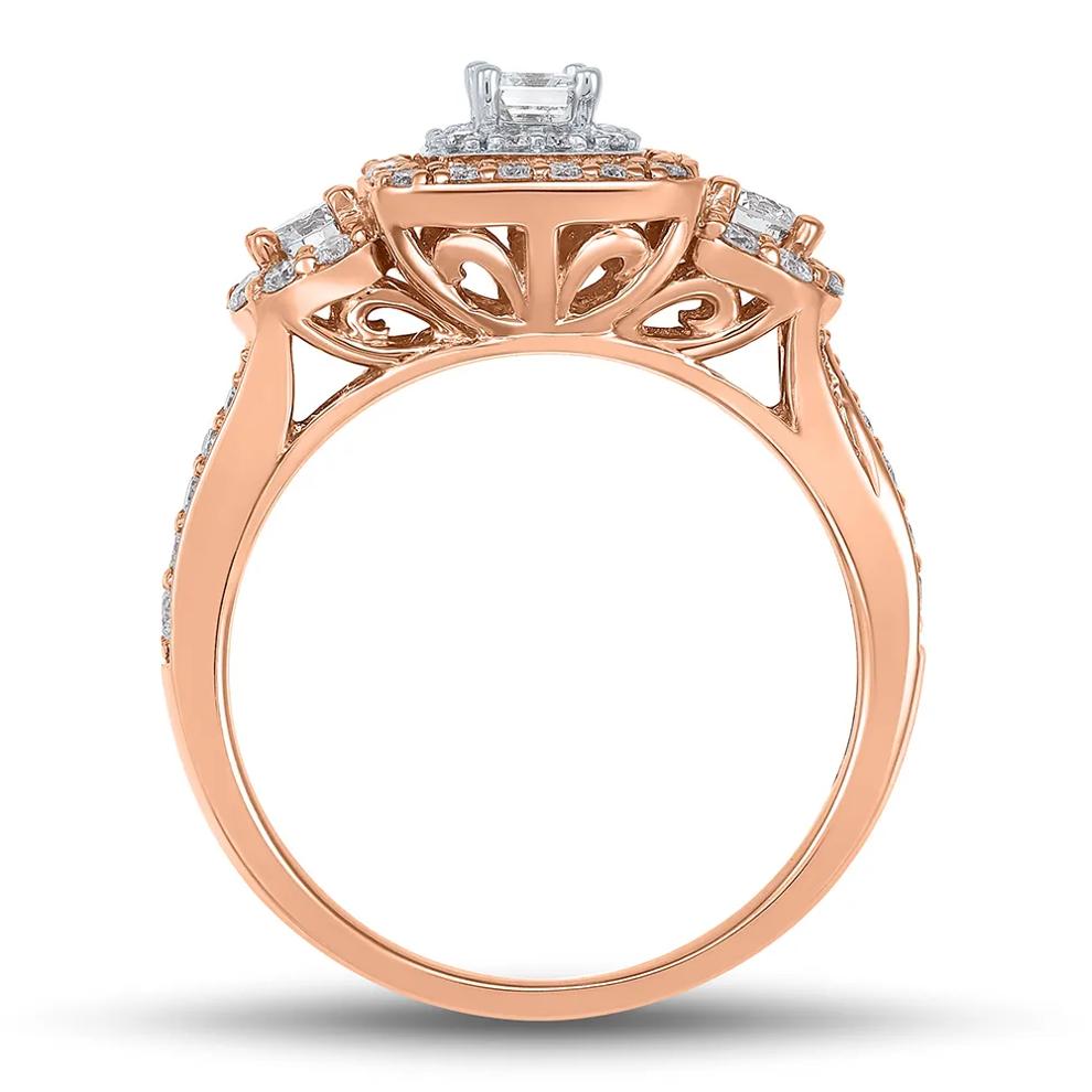 Double Halo Emerald-Cut Diamond Engagement Ring in 14K Rose Gold (1 ct. tw.) – Image 4 of 4