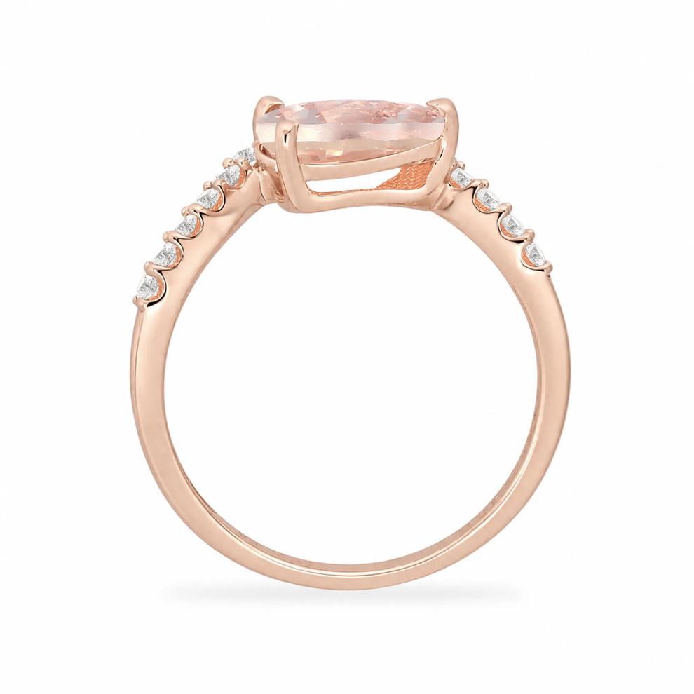 Pear-Shaped East-West Morganite &amp; Diamond Ring in 10K Rose Gold (1/4 ct. tw.) – Image 2 of 4