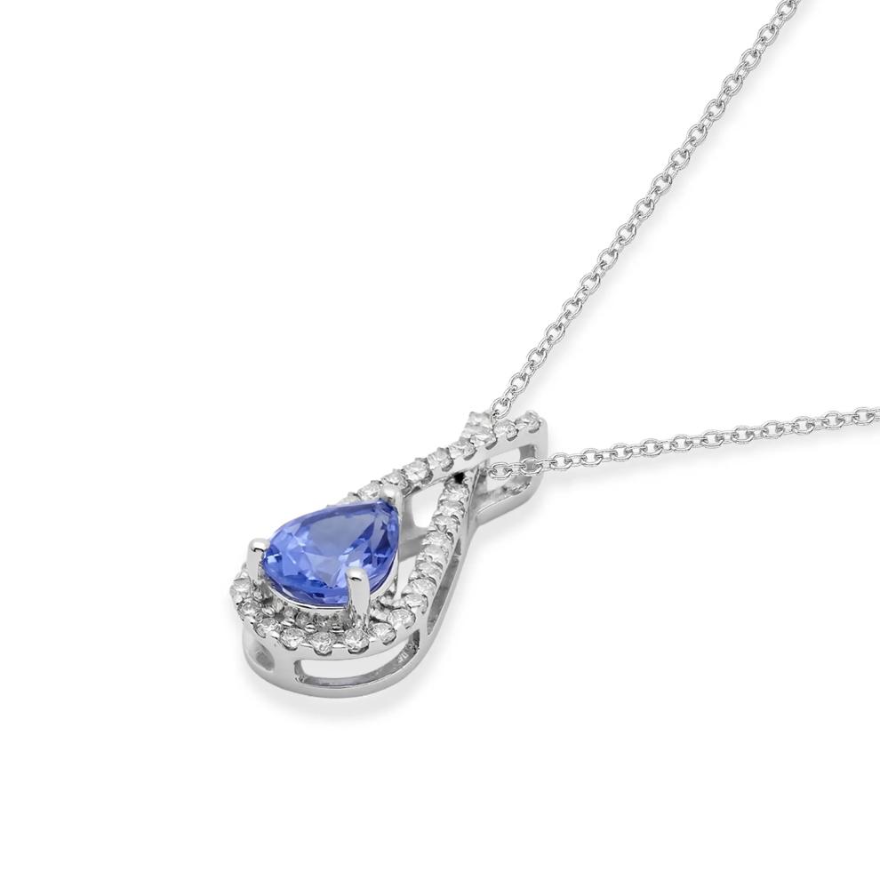 Pear-Shaped Tanzanite &amp; Diamond Pendant Necklace in 10K White Gold (1/7 ct. tw.) – Image 4 of 4
