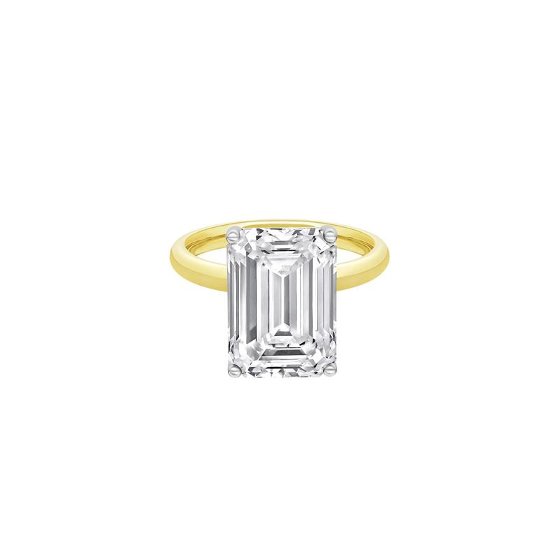 Lab Grown Diamond Emerald-Cut Solitaire Ring in 14K Yellow &amp; White Gold &#40;7 ct.&#41; – Image 1 of 4