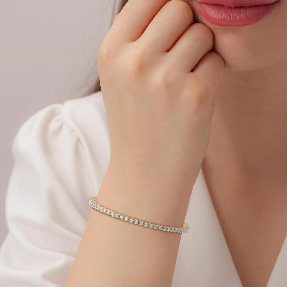 Diamond Tennis Bracelet in 10K Yellow Gold (2 1/7 ct. tw.) – Image 4 of 4