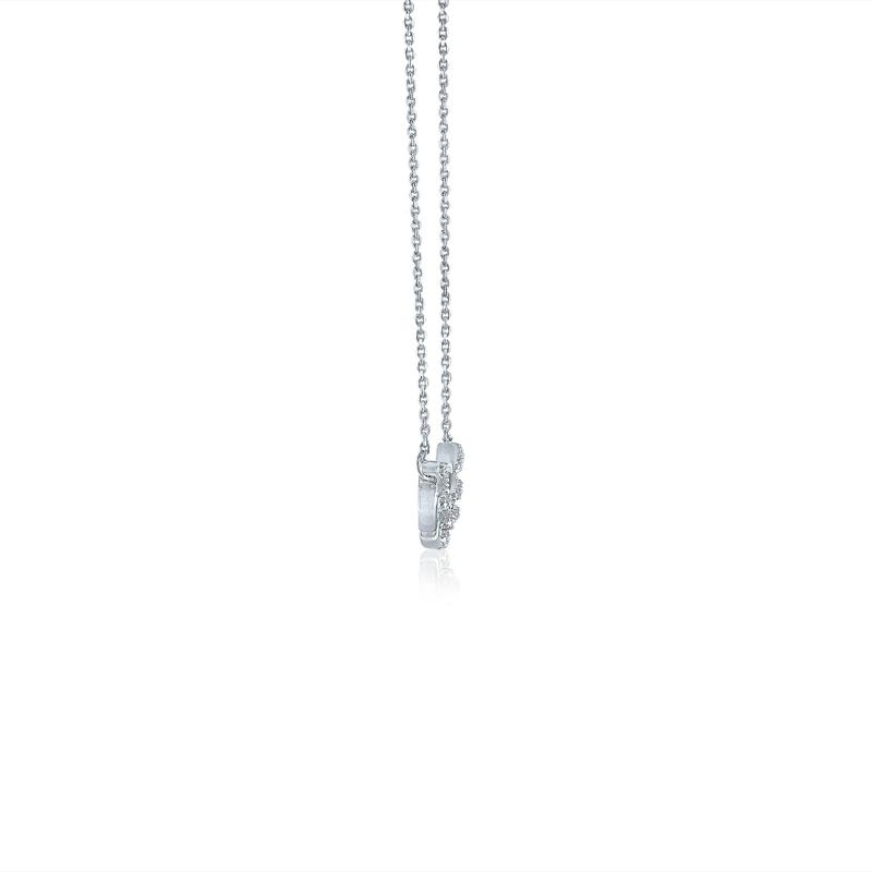 Chain Link Smile Necklace with Diamond Accents in Sterling Silver – Image 2 of 3