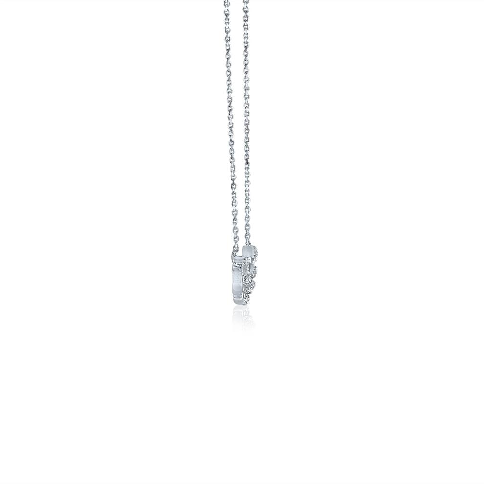 Chain Link Smile Necklace with Diamond Accents in Sterling Silver – Image 2 of 3