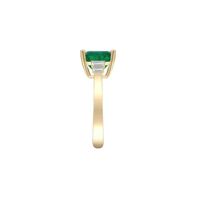 Emerald-Cut Emerald and Baguette Diamond Ring in 14K Yellow Gold &#40;1/4 ct. tw.&#41; – Image 3 of 3