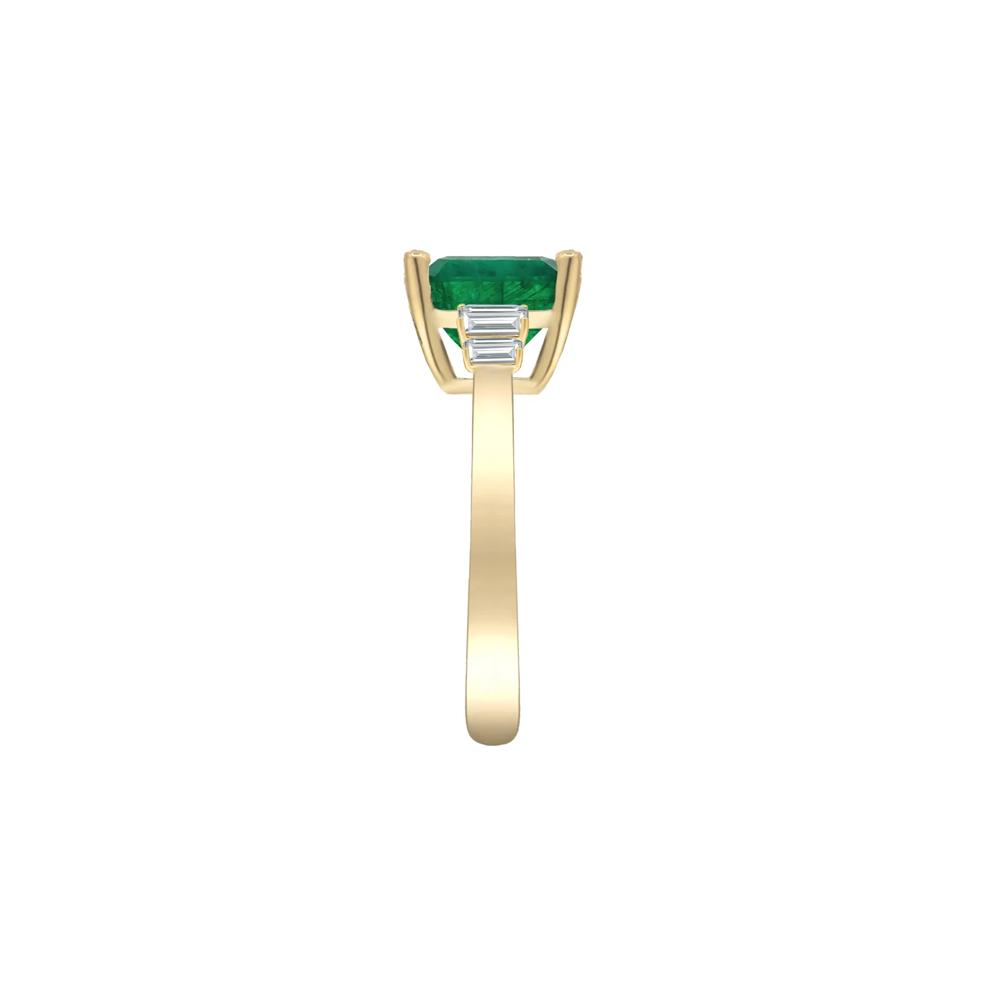 Emerald-Cut Emerald and Baguette Diamond Ring in 14K Yellow Gold (1/4 ct. tw.) – Image 3 of 3