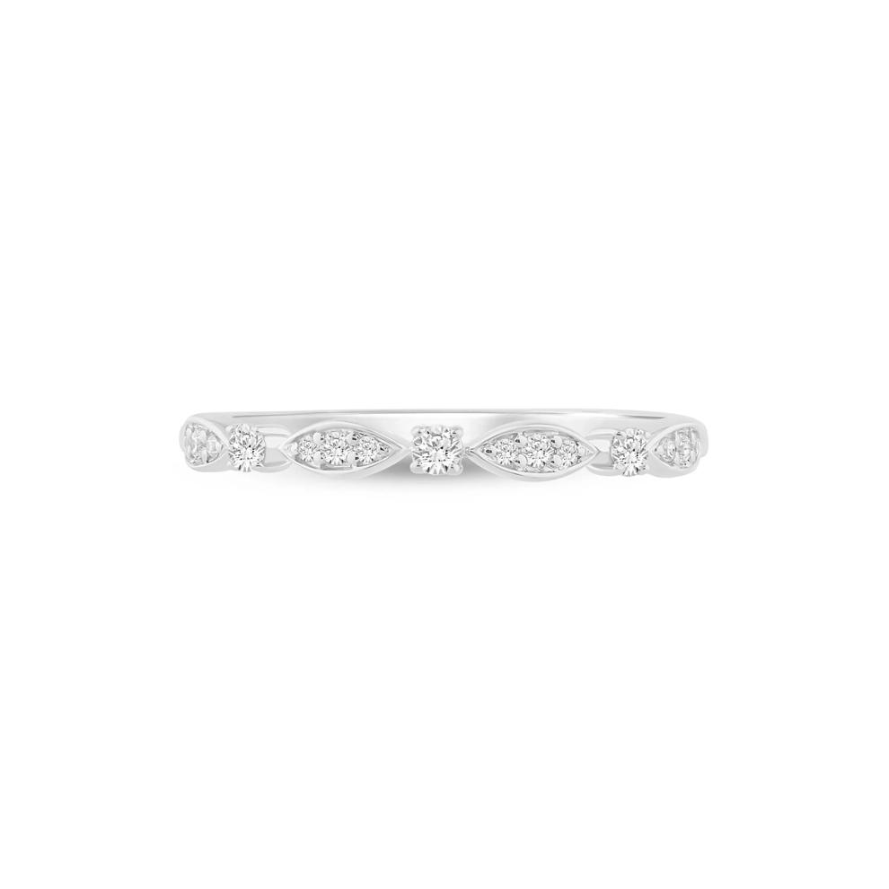 Stacking Ring with Scalloped Band in 10K White Gold (1/8 ct. tw.) – Image 1 of 3