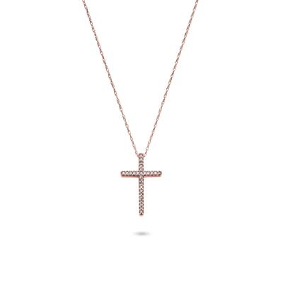 1/10 ct. tw. Diamond Cross Pendant in 10K Rose Gold