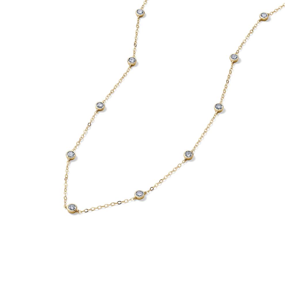 Lab Grown Diamond Bezel Station Necklace in 14K Yellow Gold (1 ct. tw.) – Image 4 of 4