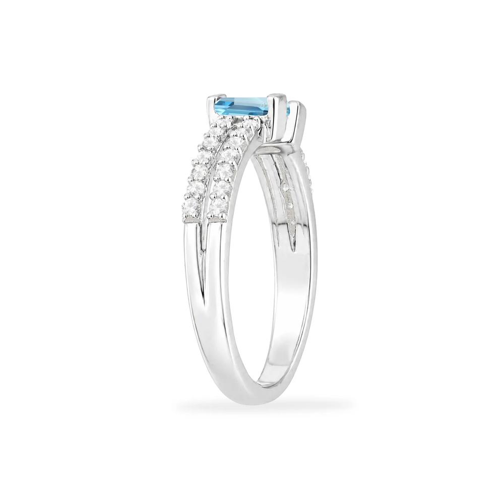 Blue Topaz &amp; Lab-Created White Sapphire Open Band in Sterling Silver – Image 7 of 8