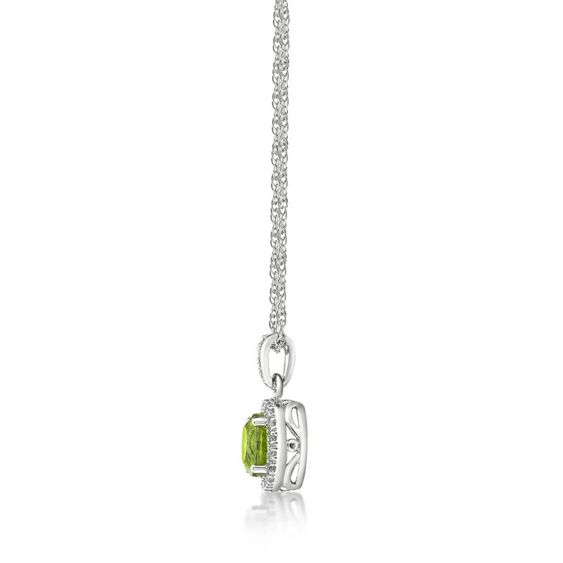 Peridot &amp; 1/10 ct. tw. Diamond Pendant in Sterling Silver – Image 2 of 4