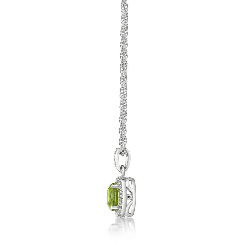 Peridot &amp; 1/10 ct. tw. Diamond Pendant in Sterling Silver – Image 2 of 4