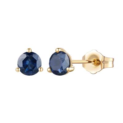 Blue Sapphire Stud Earrings in 10K Yellow Gold